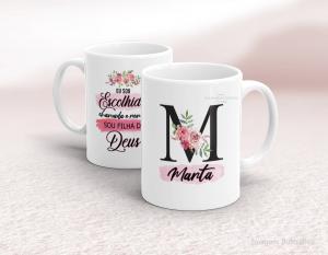 CANECA EM CERÂMICA DIA DAS MÃES - FLORAL Caneca em Cerâmica Branca 325ml  Sublimação  