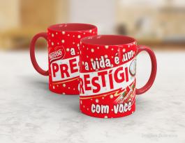 CANECA EM CERÂMICA PÁSCOA - A VIDA É UM PRESTÍGIO Caneca Cerâmica Branca com Alça e Interior em Cores 325ml  Sublimação  