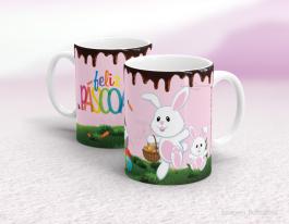 CANECA EM CERÂMICA PÁSCOA - FELIZ PÁSCOA Caneca em Cerâmica Branca 325ml  Sublimação  