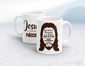 CANECA EM CERÂMICA PÁSCOA - JESUS É A VERDADEIRA PÁSCOA Caneca em Cerâmica Branca 325ml  Sublimação  