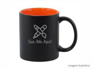 CANECA EM CERÂMICA MÁGICA FOSCA ALÇA E INTERIOR EM LARANJA Caneca Cerâmica Alça e Interior Laranja 325ml  Sublimação  