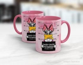 CANECA EM CERÂMICA NERDS -  DAISY DUCK Caneca Cerâmica Branca com Alça e Interior em Cores 325ml  Sublimação  