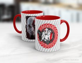 CANECA EM CERÂMICA NERDS -  SPARTAN IN TRAINING Caneca Cerâmica Branca com Alça e Interior em Cores 325ml  Sublimação  