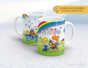 CANECA POLÍMERO (PLÁSTICA) DIA DAS CRIANÇAS - MOD004 Polímero (plástico resistente)   Impressão direto na caneca  350ml