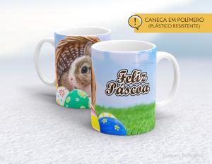 CANECA POLÍMERO (PÁSTICA) PÁSCOA - MOD001 Polímero (plástico resistente)   Impressão direto na caneca  350ml