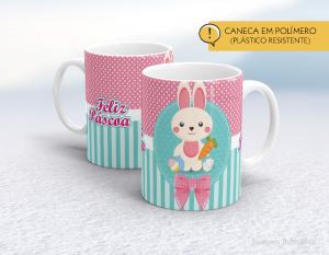 CANECA POLÍMERO (PÁSTICA) PÁSCOA - MOD003 Polímero (plástico resistente)   Impressão direto na caneca  350ml