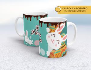 CANECA POLÍMERO (PÁSTICA) PÁSCOA - MOD004 Polímero (plástico resistente)   Impressão direto na caneca  350ml