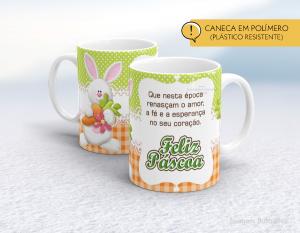 CANECA POLÍMERO (PÁSTICA) PÁSCOA - MOD005 Polímero (plástico resistente)   Impressão direto na caneca  350ml