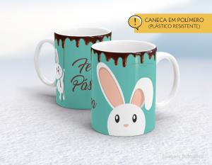 CANECA POLÍMERO (PÁSTICA) PÁSCOA - MOD006 Polímero (plástico resistente)   Impressão direto na caneca  350ml