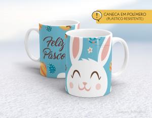 CANECA POLÍMERO (PÁSTICA) PÁSCOA - MOD007 Polímero (plástico resistente)   Impressão direto na caneca  350ml