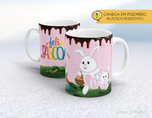 CANECA POLÍMERO (PÁSTICA) PÁSCOA - MOD009 Polímero (plástico resistente)   Impressão direto na caneca  350ml