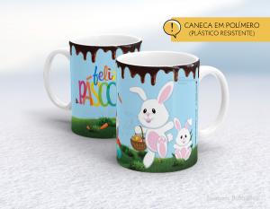 CANECA POLÍMERO (PÁSTICA) PÁSCOA - MOD010 Polímero (plástico resistente)   Impressão direto na caneca  350ml