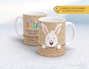 CANECA POLÍMERO (PÁSTICA) PÁSCOA - MOD012 Polímero (plástico resistente)   Impressão direto na caneca  350ml