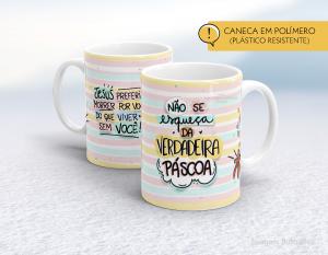 CANECA POLÍMERO (PÁSTICA) PÁSCOA - MOD021 Polímero (plástico resistente)   Impressão direto na caneca  350ml