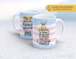 CANECA POLÍMERO (PÁSTICA) PÁSCOA - MOD024 Polímero (plástico resistente)   Impressão direto na caneca  350ml