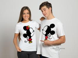 KIT CAMISETA DIA DOS NAMORADOS MICKEY E MINNIE ANIME Tecido 100% Poliéster Estampa Colorida A3  Sublimação  