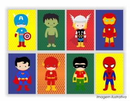 Placa decorativa super heroes - 70x52cm  70x52cm  Impressão UV  